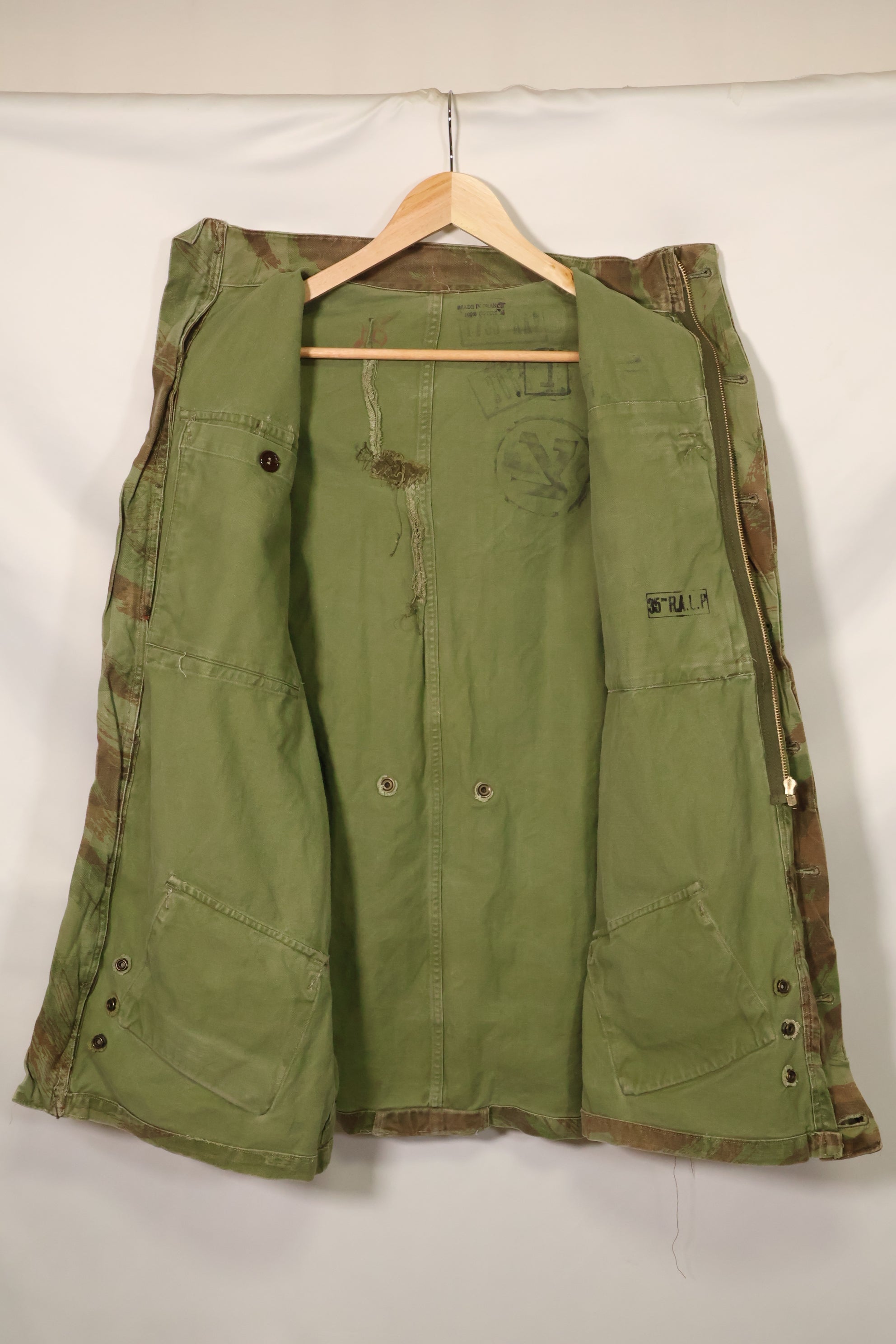 1950s French Army Lizard Camouflage TAP 47/54 Airborne Jacket with Israeli Stamp Used