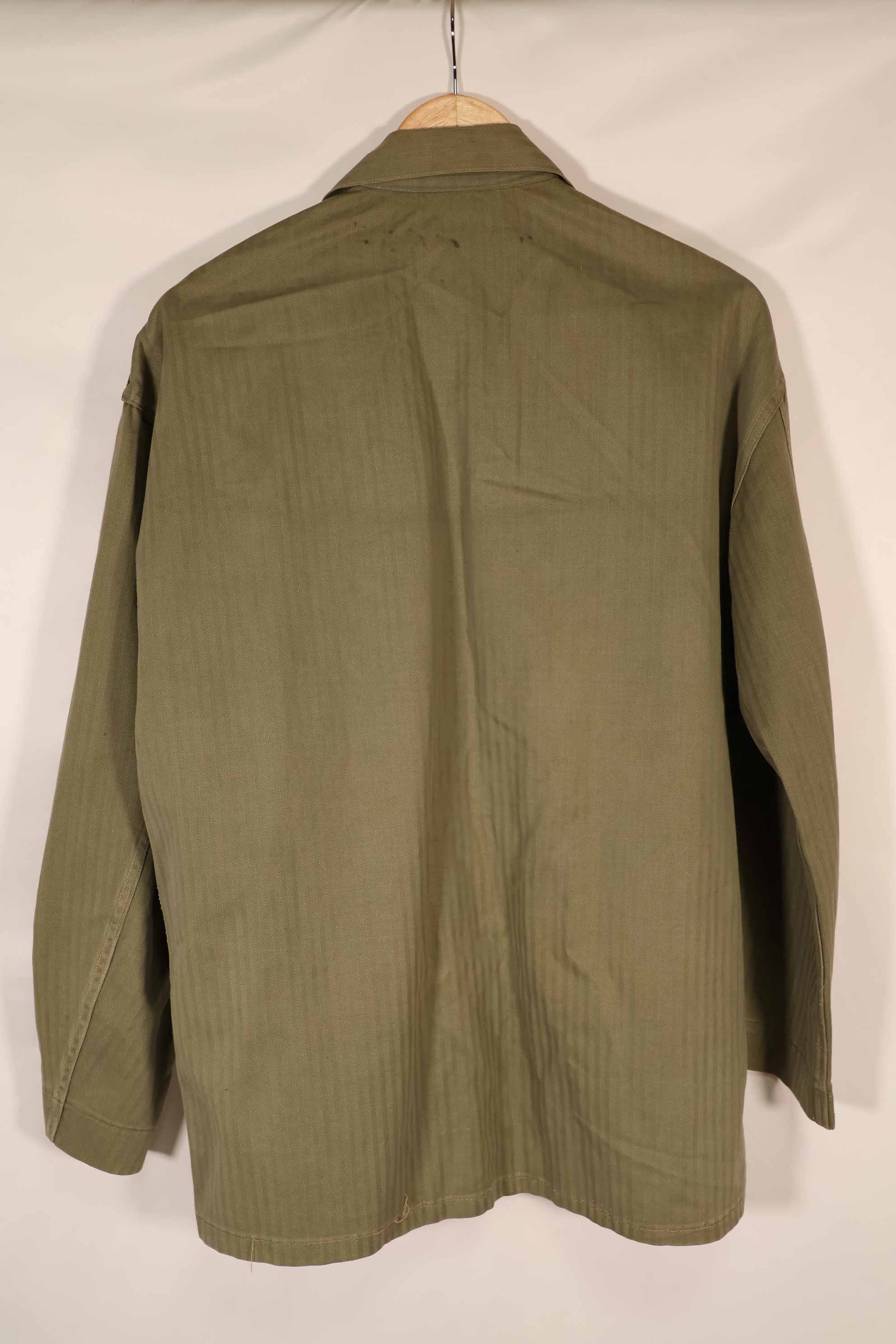 Real 1940s USMC M41 HBT Utility Jacket, US Marine Corps, missing pocket.