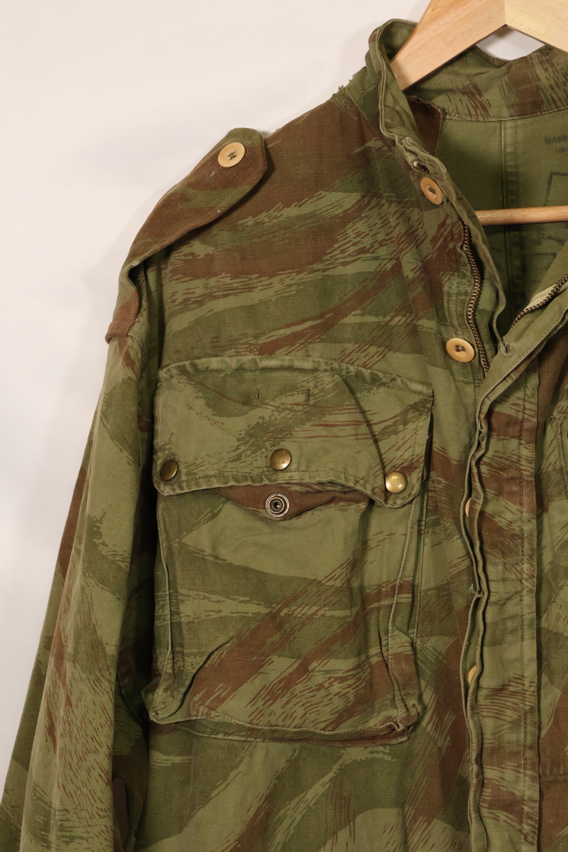 1950s French Army Lizard Camouflage TAP 47/53 Airborne Jacket with Israeli Stamp Used B