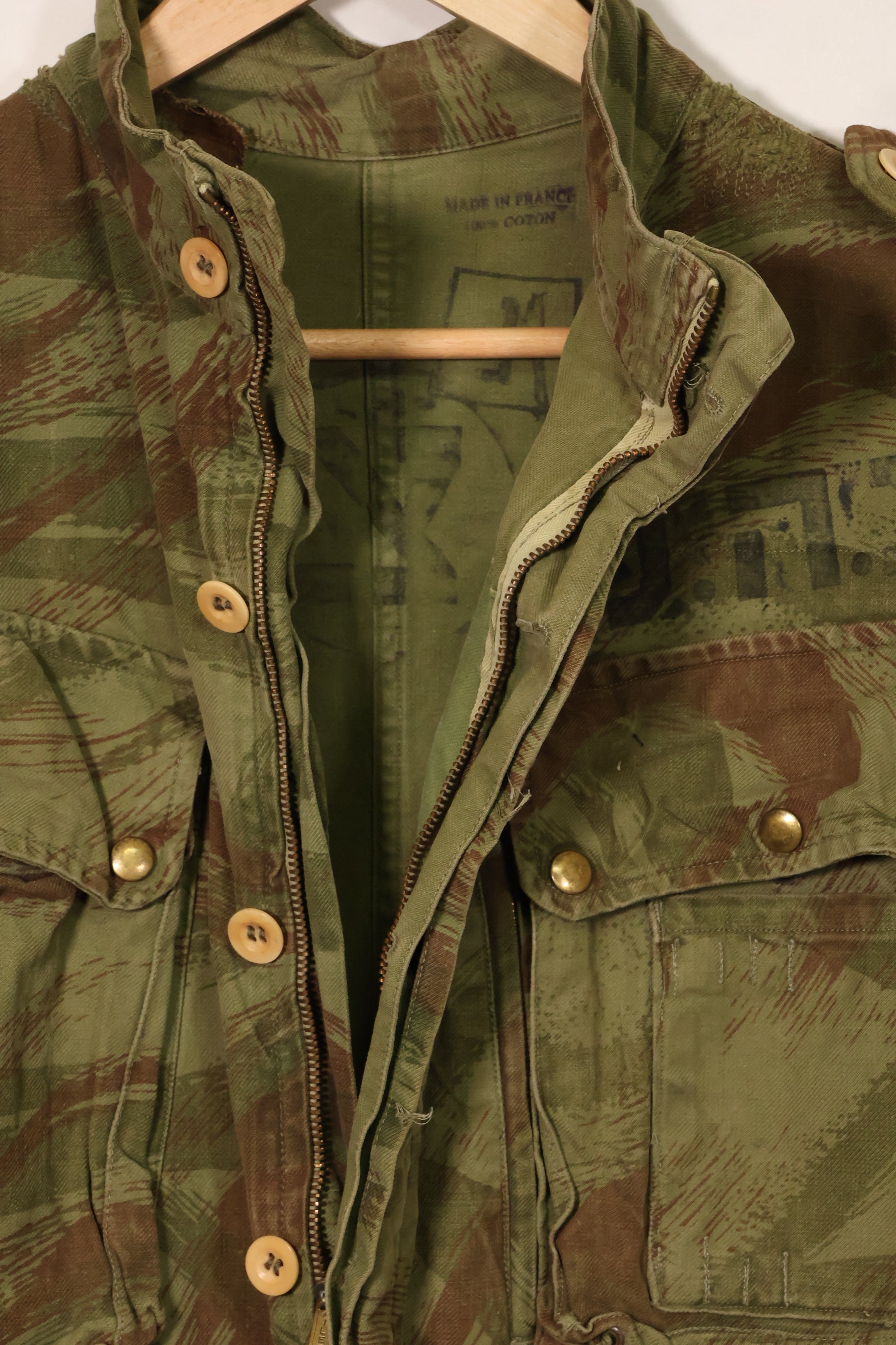 1950s French Army Lizard Camouflage TAP 47/53 Airborne Jacket with Israeli Stamp Used B
