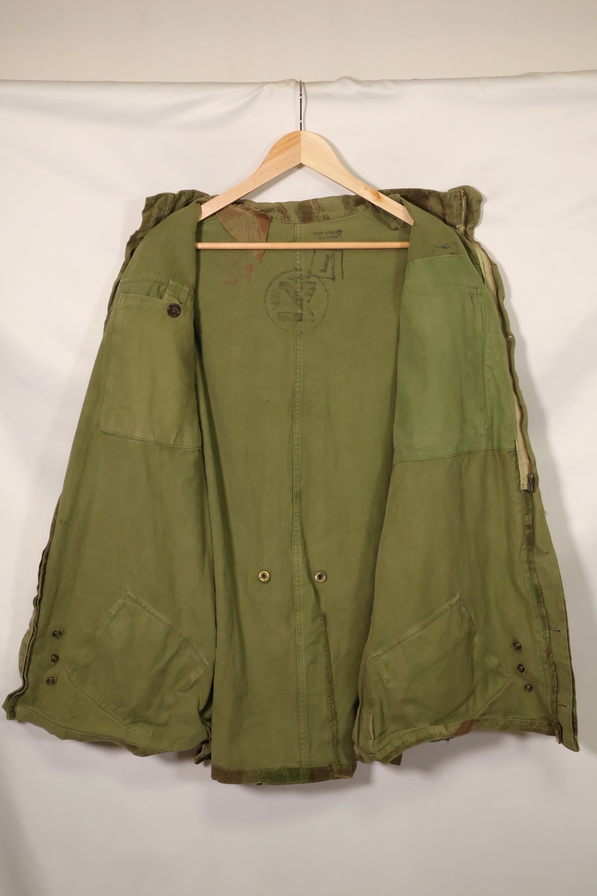1950s French Army Lizard Camouflage TAP 47/53 Airborne Jacket with Israeli Stamp Used B