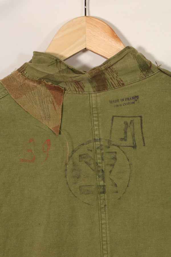 1950s French Army Lizard Camouflage TAP 47/53 Airborne Jacket with Israeli Stamp Used B