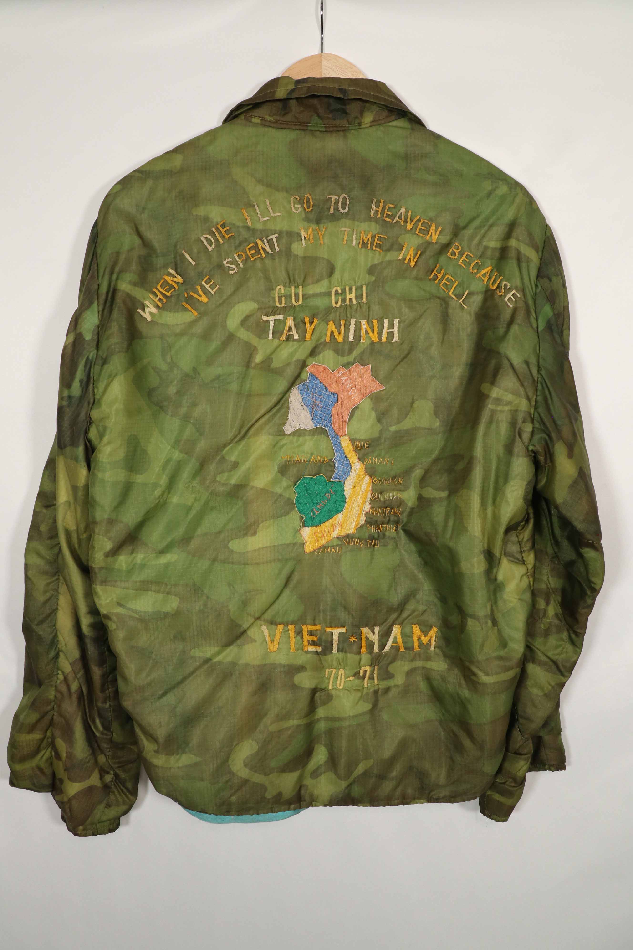 Real U.S. Army Poncho Liner Tour Jacket 1970-1971 TAY NINH CU CHI