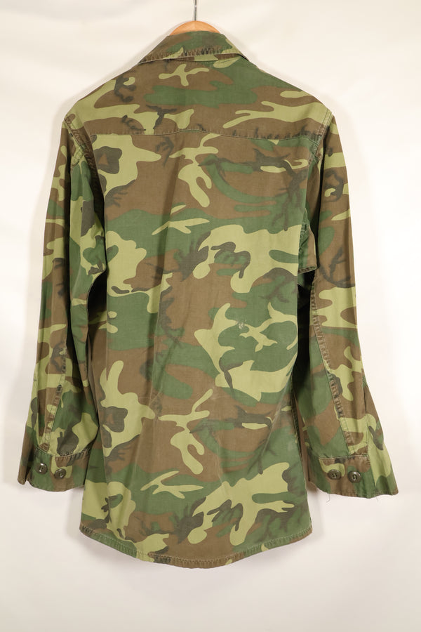 Contract circa 1967, size tag missing, early print, USMC non-rip ERDL jungle fatigues jacket, used
