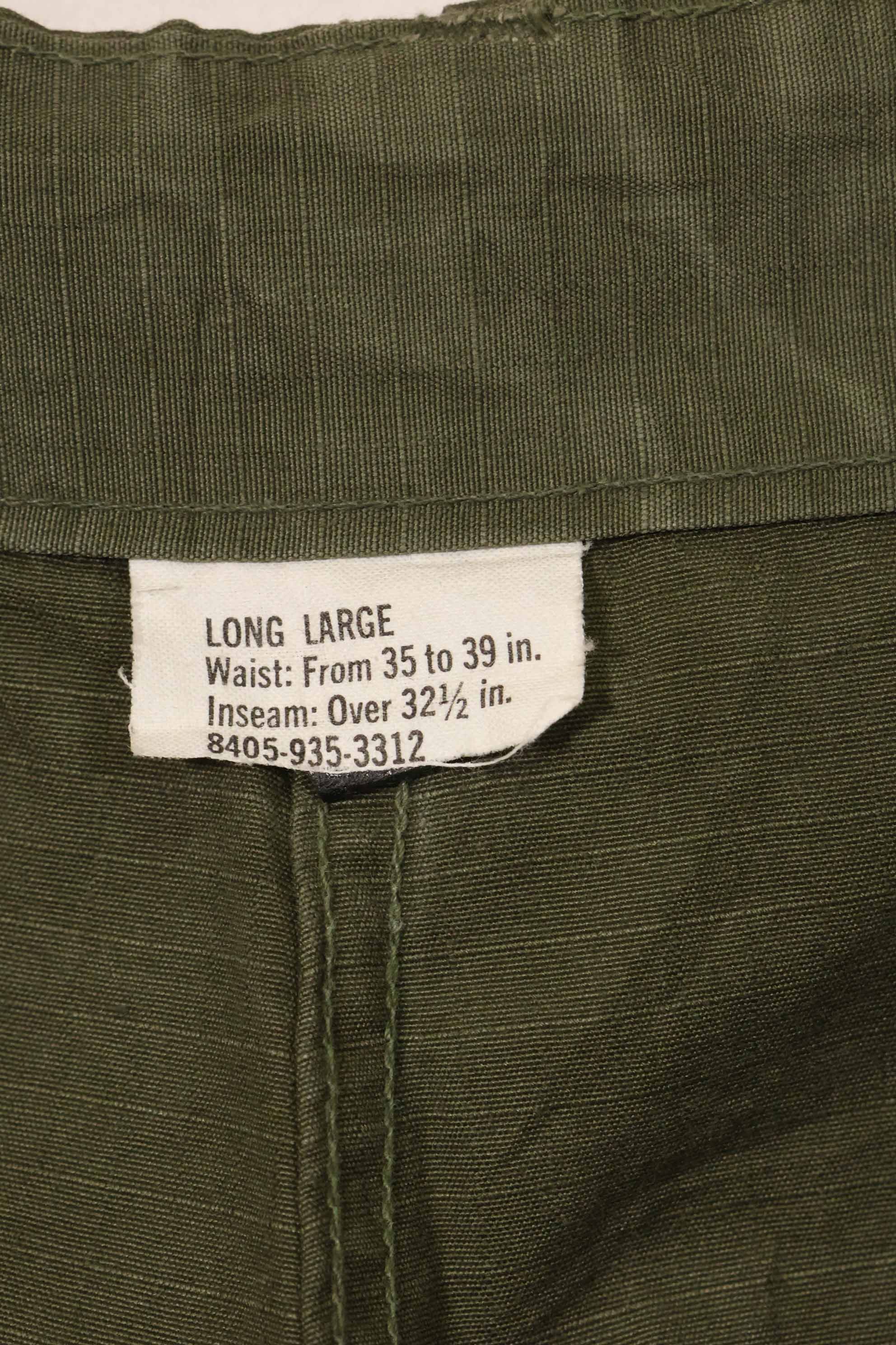 1967 Contract 4th Model Ripstop Jungle Fatigue Pants L-L Used