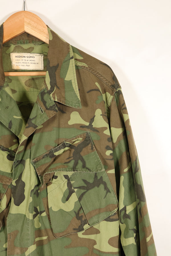 Circa 1967, M-L, ERDL, non-ripstop, early print, jungle fatigues jacket, used