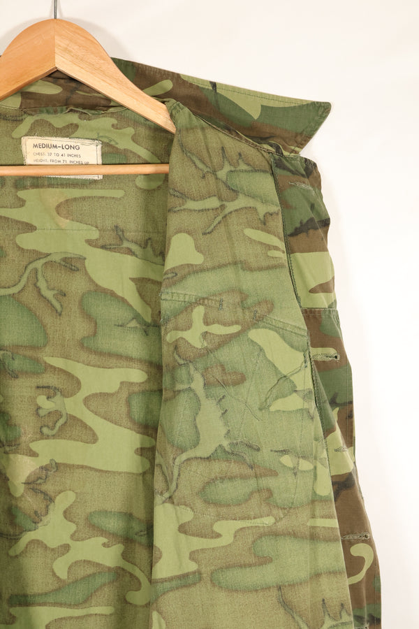 Circa 1967, M-L, ERDL, non-ripstop, early print, jungle fatigues jacket, used