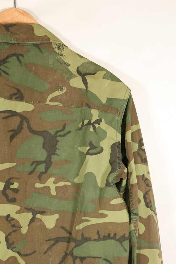 Circa 1967, M-L, ERDL, non-ripstop, early print, jungle fatigues jacket, used
