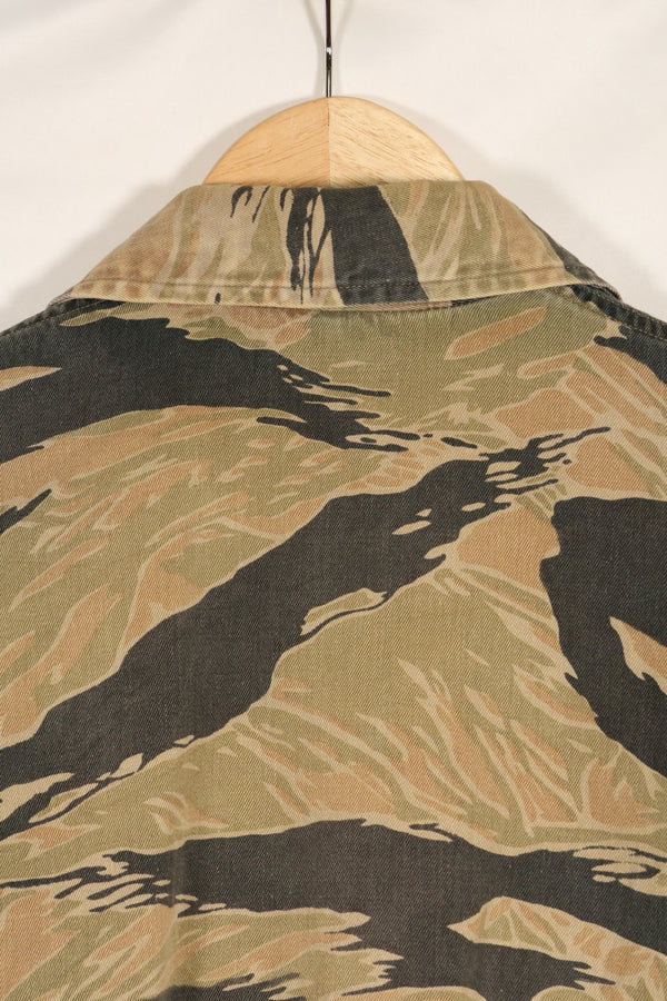 Estimated late 1960s-1970s locally made tiger stripe shirt, used.