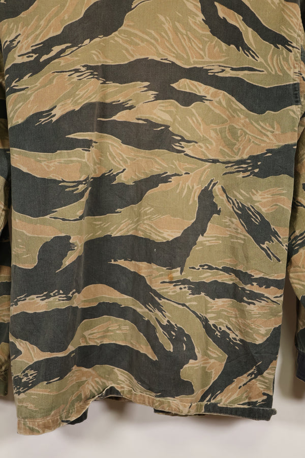 Estimated late 1960s-1970s locally made tiger stripe shirt, used.