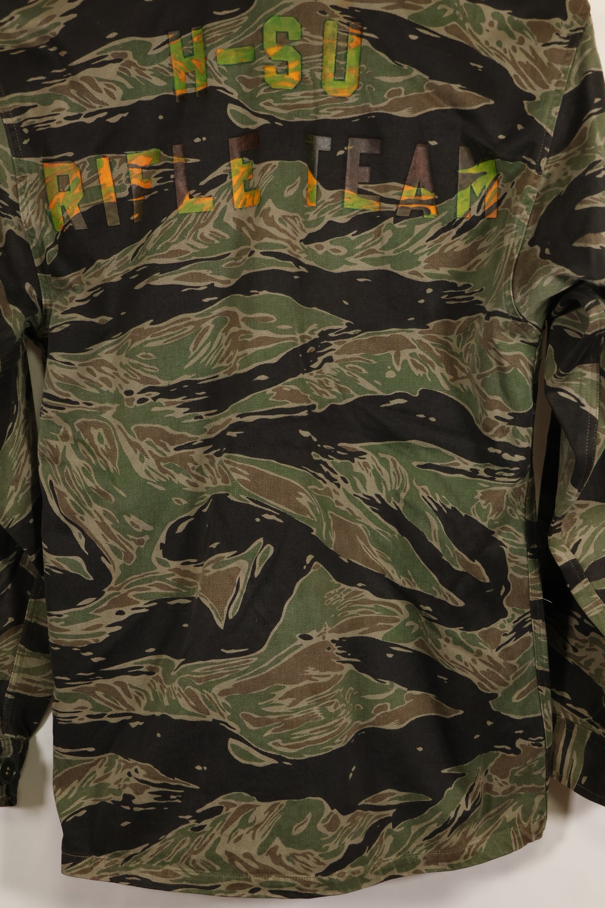 実物　USカット　シルバータイガーストライプ　シャツ　推定US-M　状態良い　背面ステンシルあり