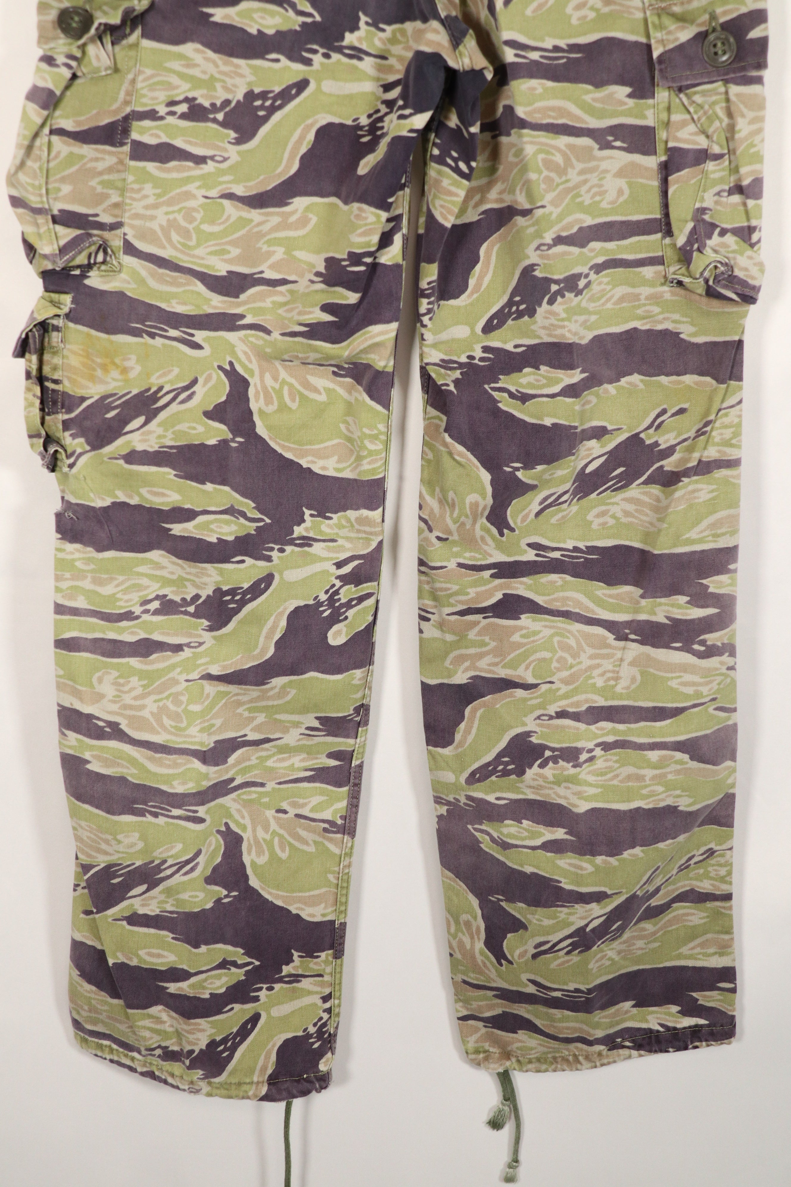 Real heavyweight fabric late war pattern tiger stripe pants, used.