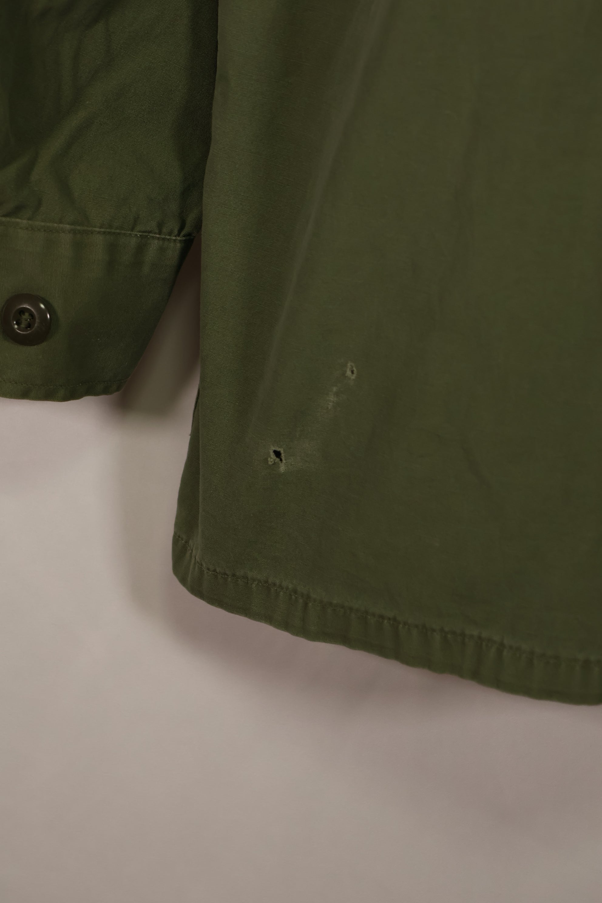 Real 1963-64 1st Model Jungle Fatigue Jacket, stains, holes.