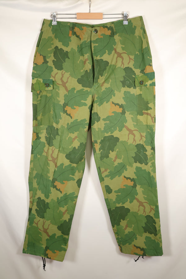 Authentic Fabric: Mitchell Pattern Camouflage, 1st Model Jungle Fatigue Pants, Tent Fabric, Used