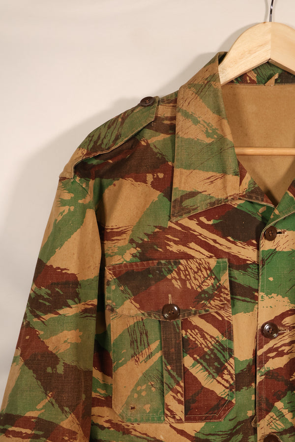 1950s, Indochina War, British Army Battle Dress-style, Lizard Camouflage, made from shelter half fabric, jacket, used