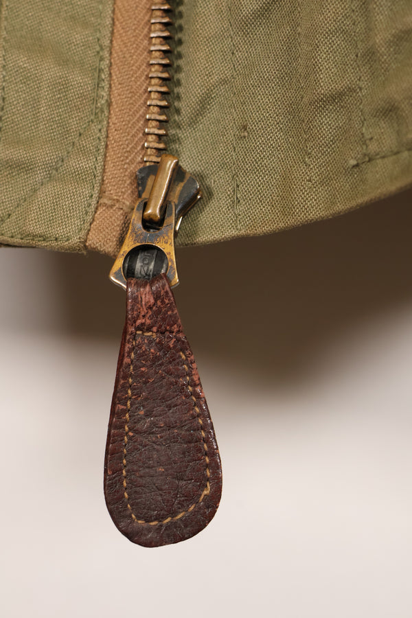 1940s, estimated age 38–40, U.S. Army Air Forces (USAAF) B-15A flight jacket, modified with shearling, used