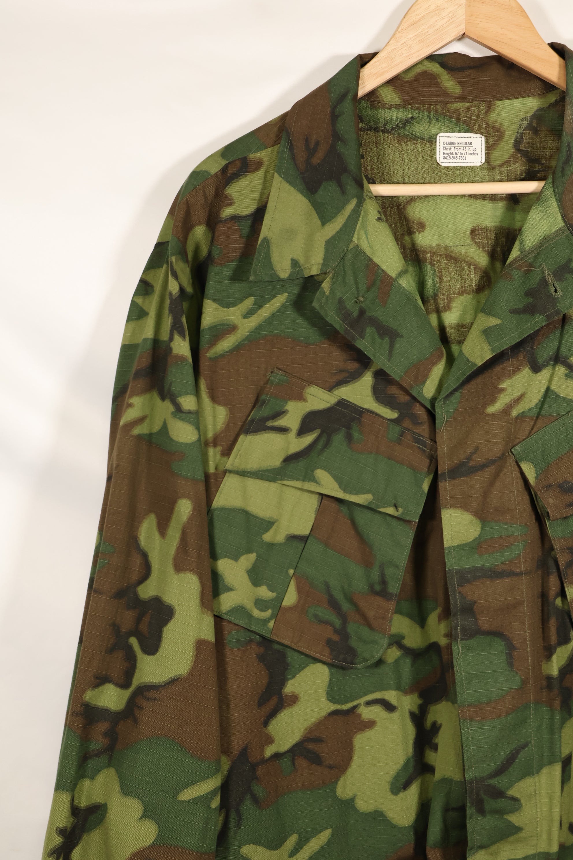 1970 Contract Deadstock X-L-R ERDL Green Leaf Camouflage Jungle Fatigue Jacket