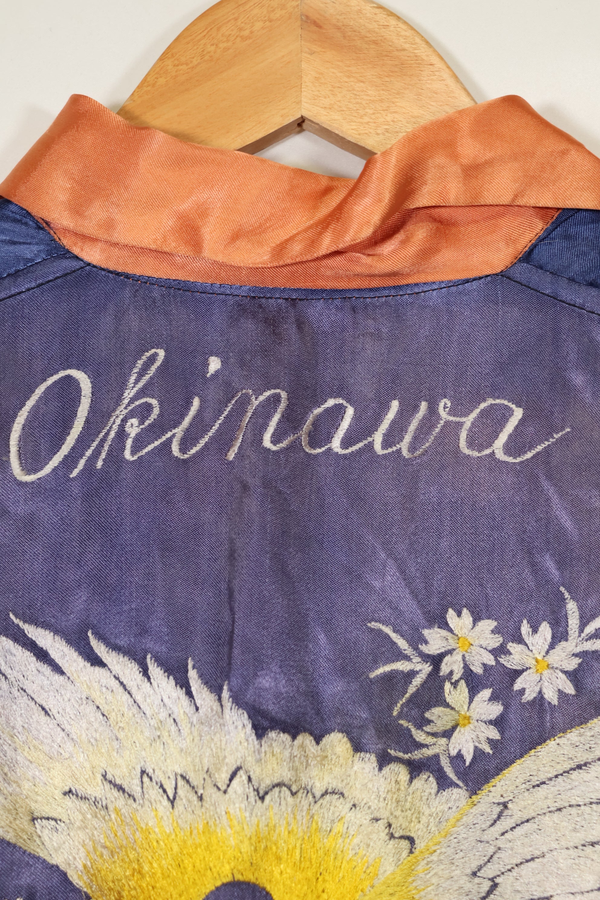 Estimated late 1950s-1960s children's OKINAWA shirt, embroidered souvenir, unused.