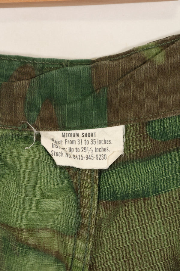 1969 Contract M-S Ripstop ERDL Camouflage Jungle Fatigue Pants, faded, used.