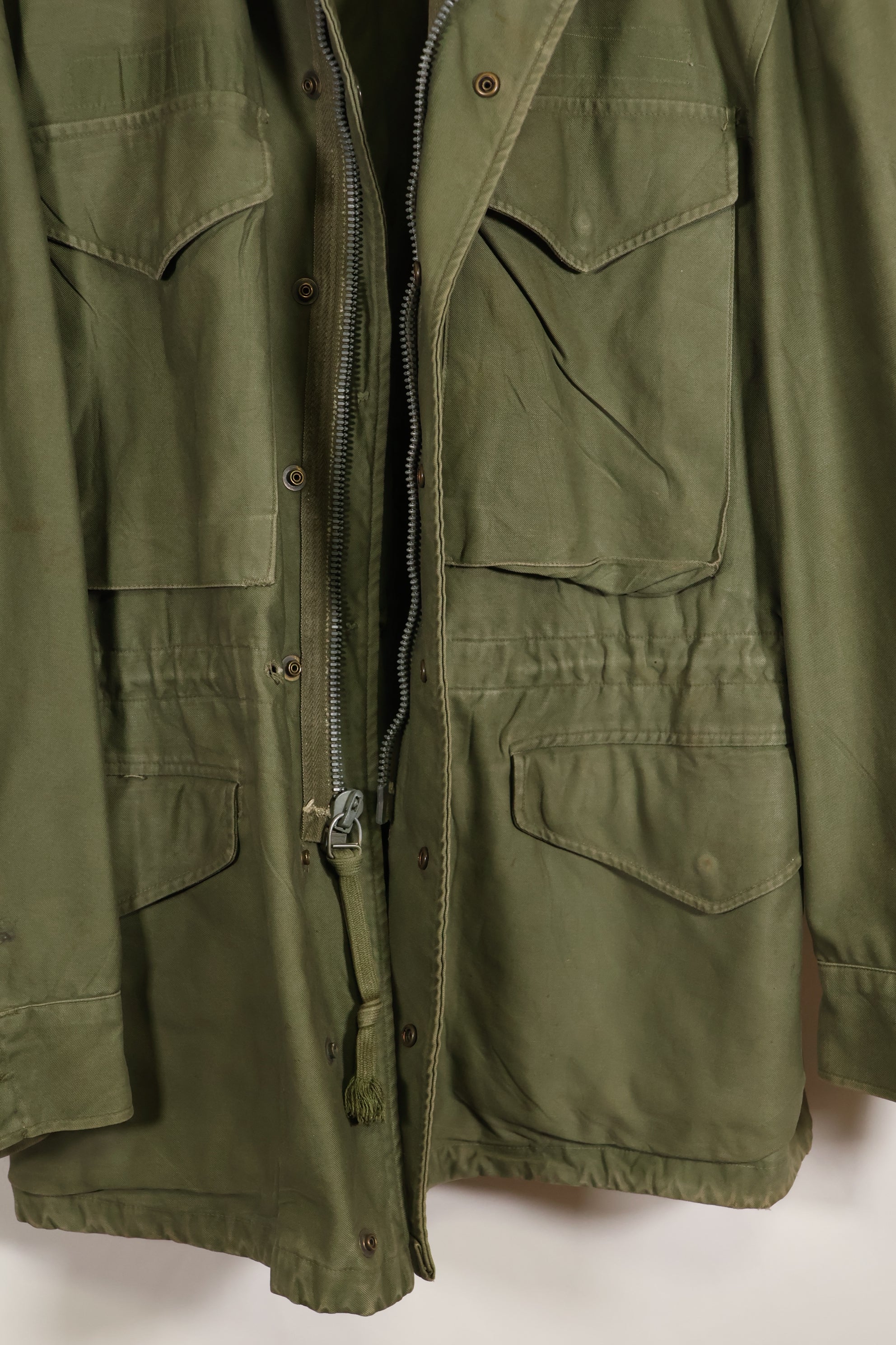1960 Contract S-S U.S. Army M51 Field Jacket, stained, used.