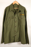1950年代後半　MEDIUM　アメリカ軍　初期型　OG-107　ユーティリティシャツ　テープ初付　中古品
