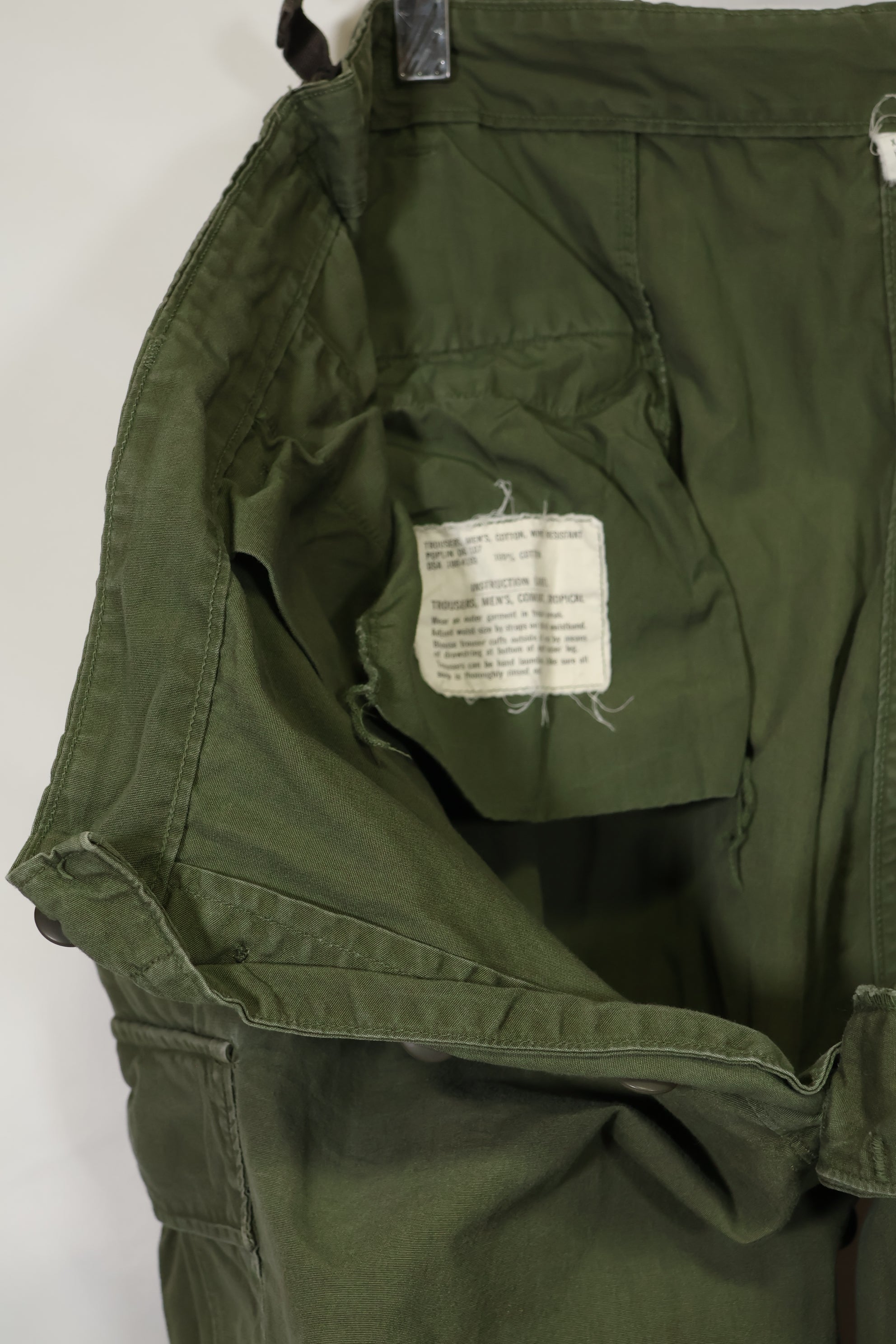 Estimated 1967 Contract 3rd Model Non Ripstop Jungle Fatigue Pants X-L-R Used