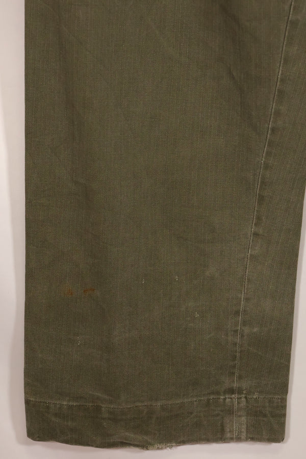 Real 1940s WWII US made British Army HBT jungle trousers, used.