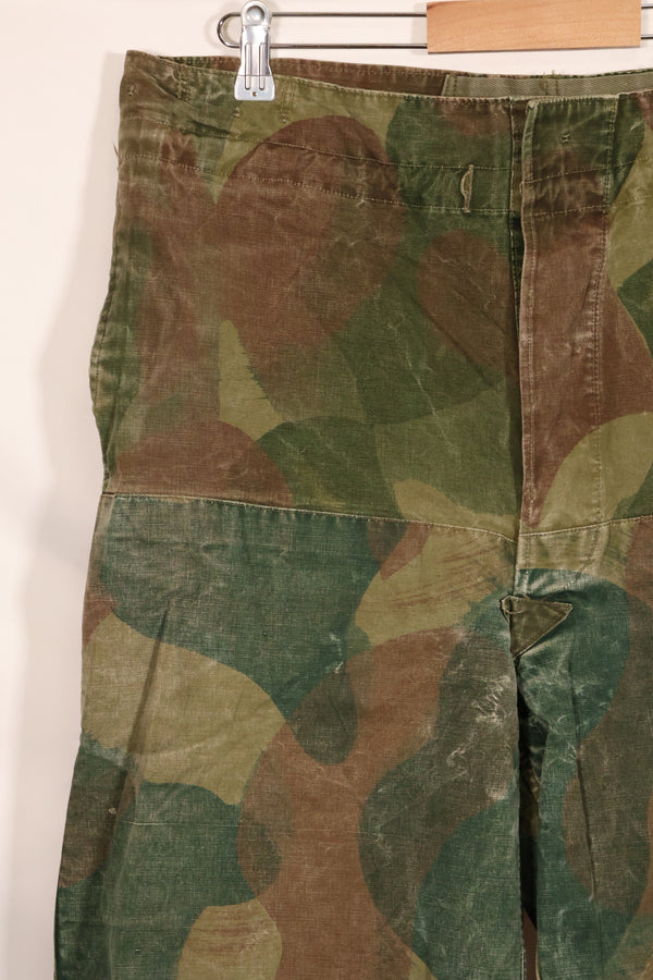 1956 Belgian Army Brushstroke camouflage airborne pants, used, faded.