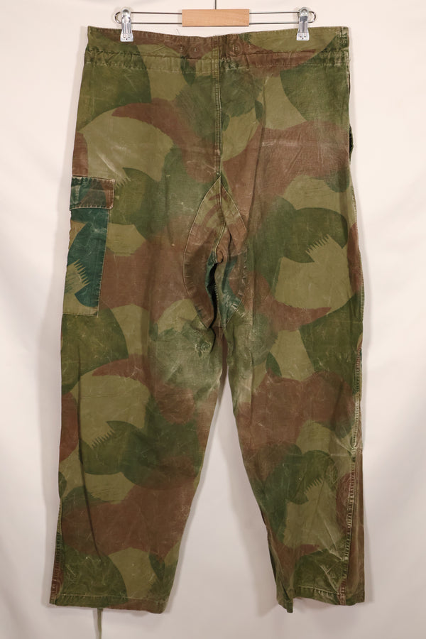 1956 Belgian Army Brushstroke camouflage airborne pants, used, faded.