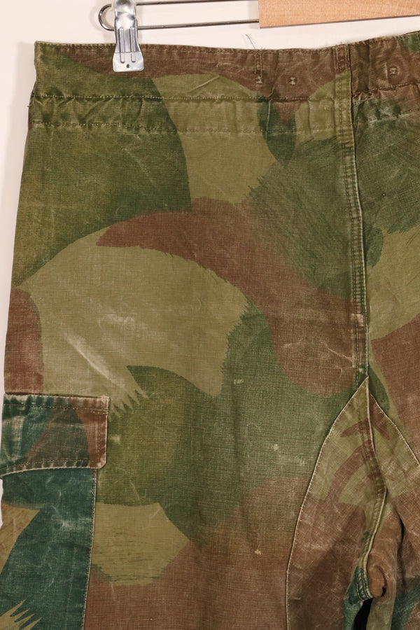1956 Belgian Army Brushstroke camouflage airborne pants, used, faded.