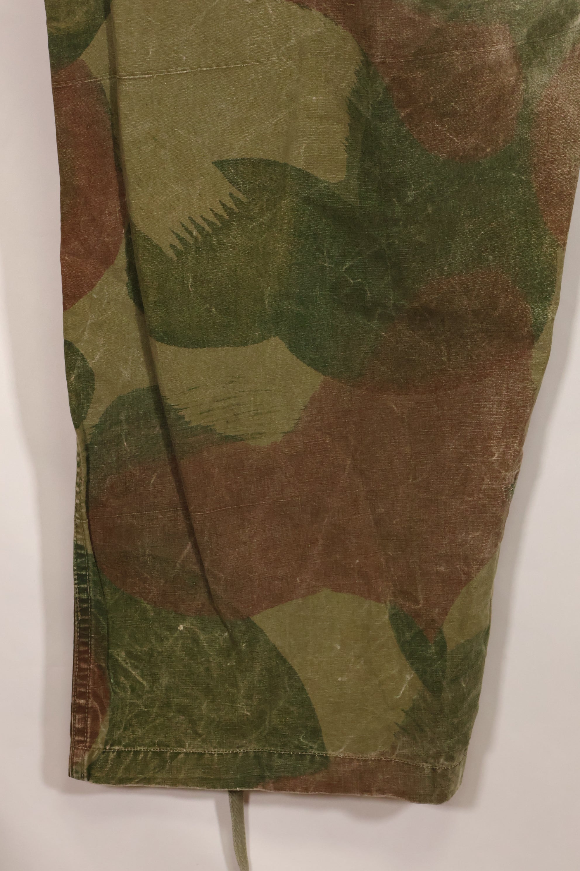 1956 Belgian Army Brushstroke camouflage airborne pants, used, faded.