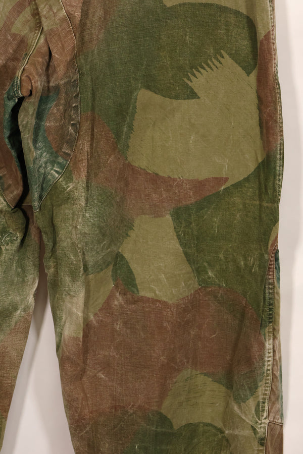1956 Belgian Army Brushstroke camouflage airborne pants, used, faded.