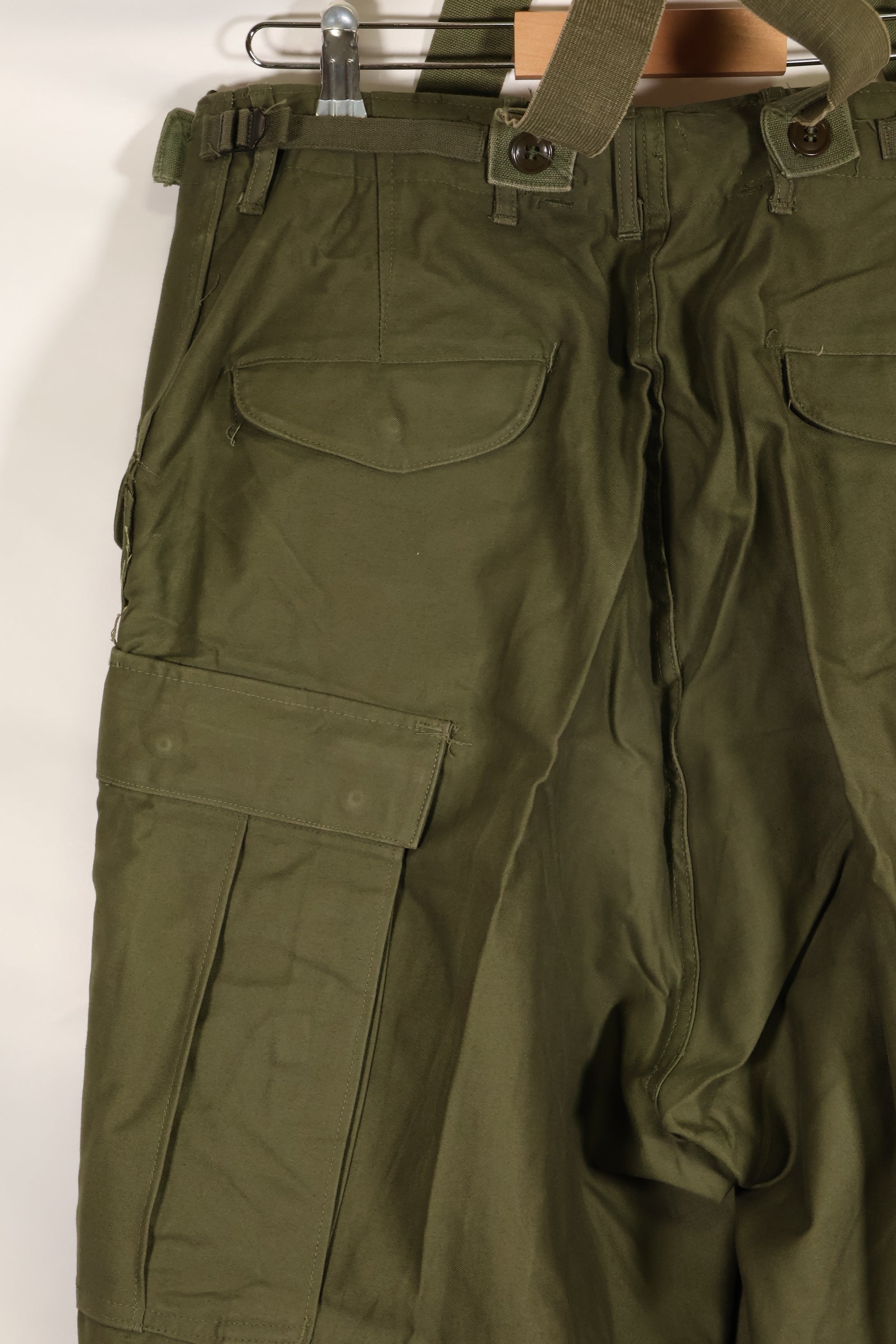 1951 Contract L-R M51 Cotton Field Pants with suspenders, used.