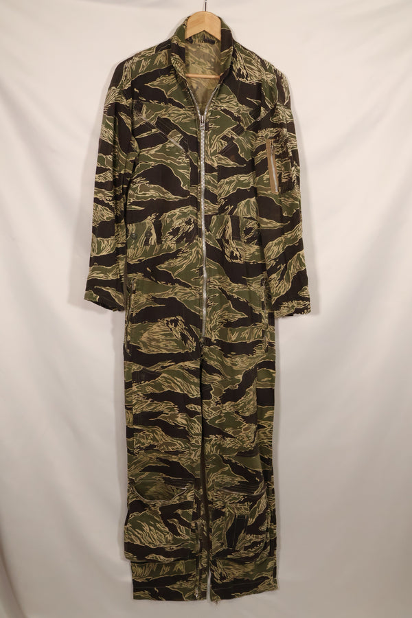 1960s 42R Okinawa Tiger Pattern Tiger Stripe Flight Suit, used, zipper damaged.