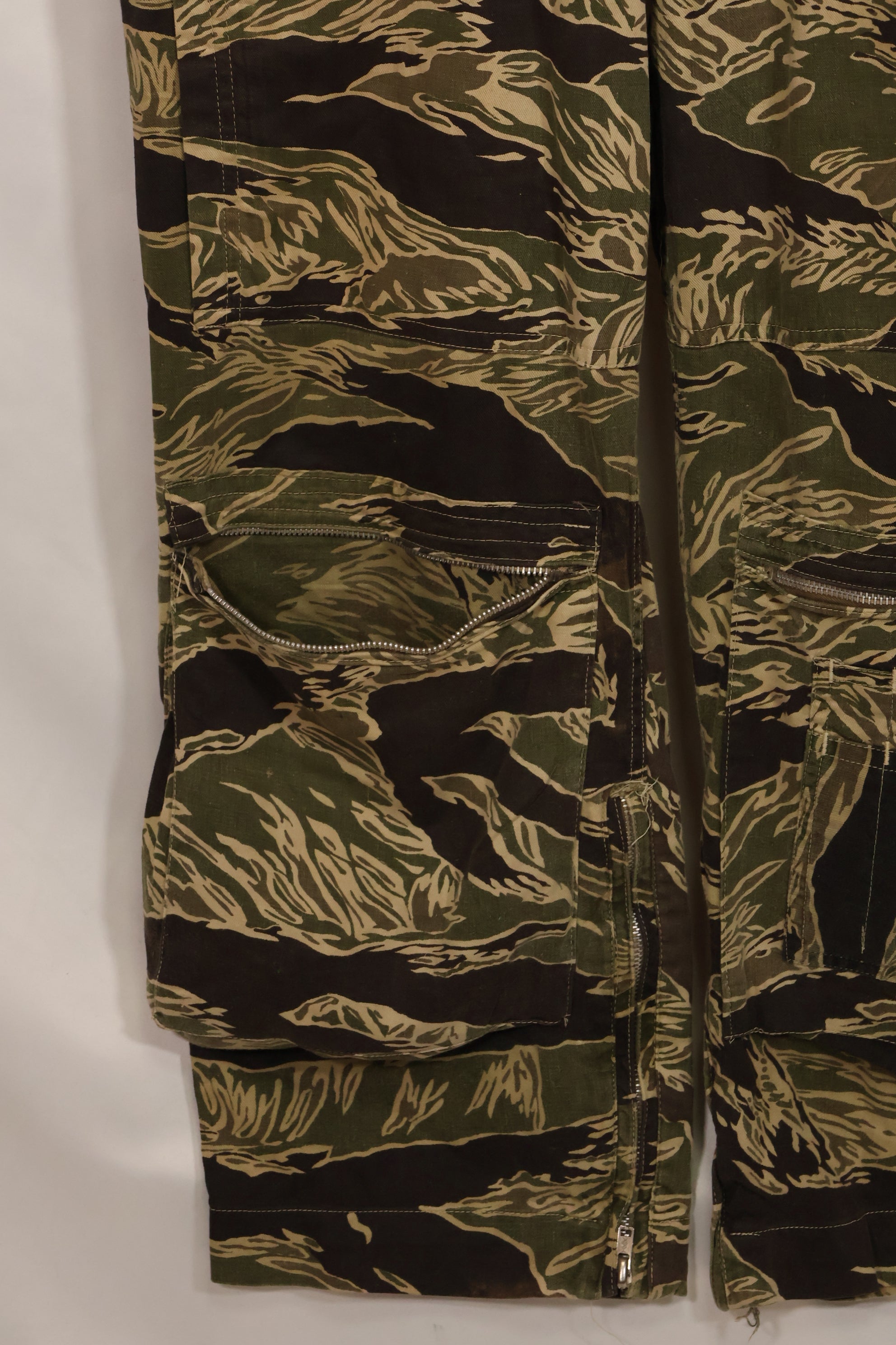 1960s 42R Okinawa Tiger Pattern Tiger Stripe Flight Suit, used, zipper damaged.