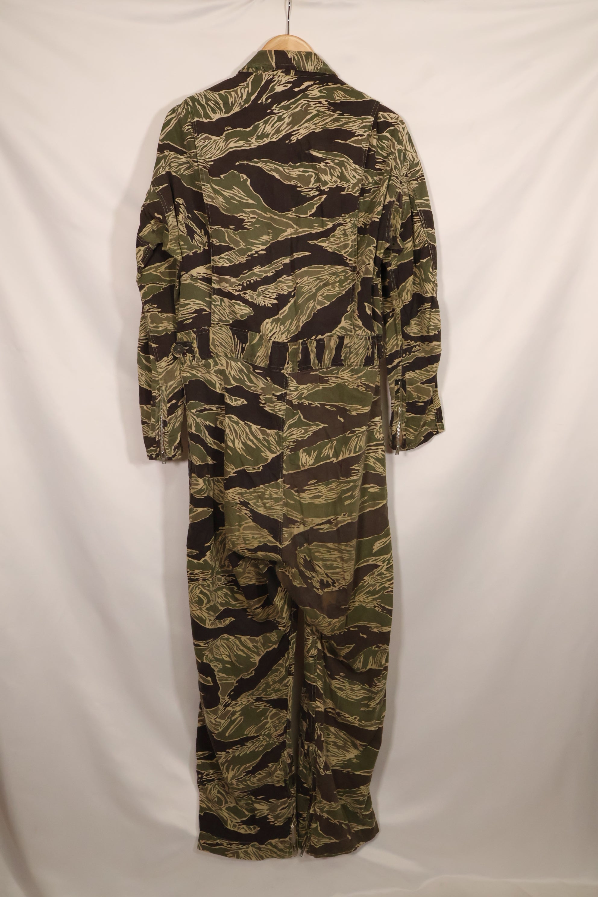 1960s 42R Okinawa Tiger Pattern Tiger Stripe Flight Suit, used, zipper damaged.