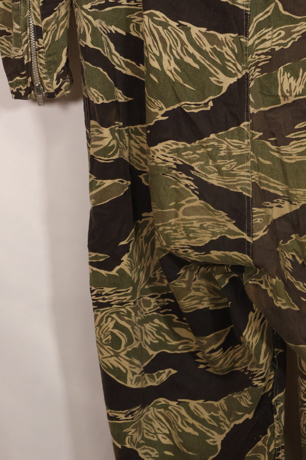 1960s 42R Okinawa Tiger Pattern Tiger Stripe Flight Suit, used, zipper damaged.