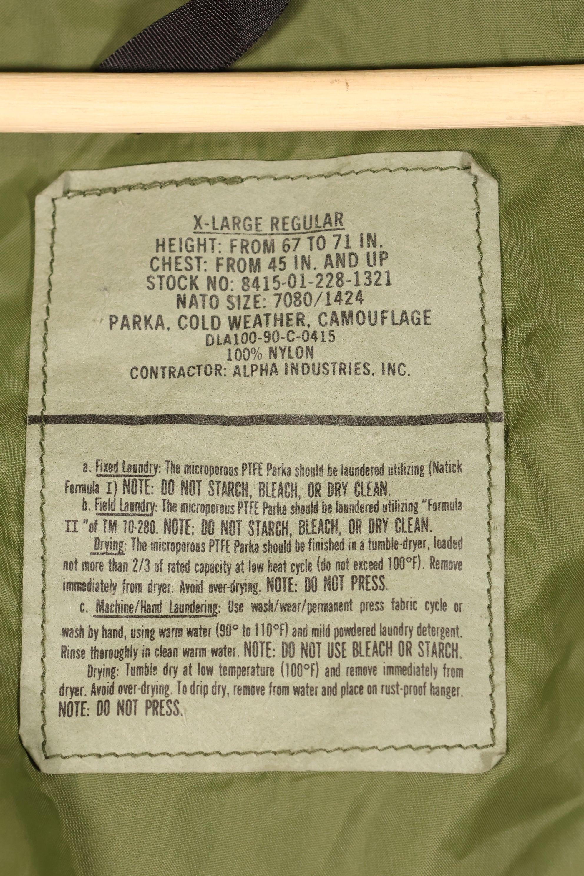 1990 Contract U.S. Army ECWCS 1st Generation Gore-Tex Parka, Woodland Camo, X-Large, Regular Fit, Used
