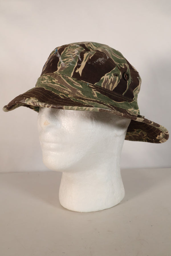 1960's Okinawa Tiger Pattern, Tiger Stripe, Boonie, Used with alterations