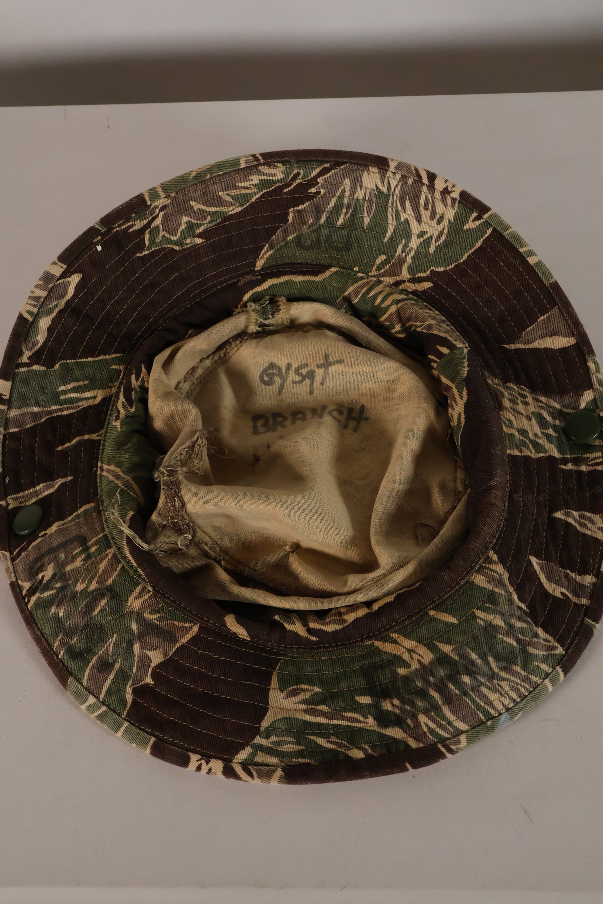 1960's Okinawa Tiger Pattern, Tiger Stripe, Boonie, Used with alterations