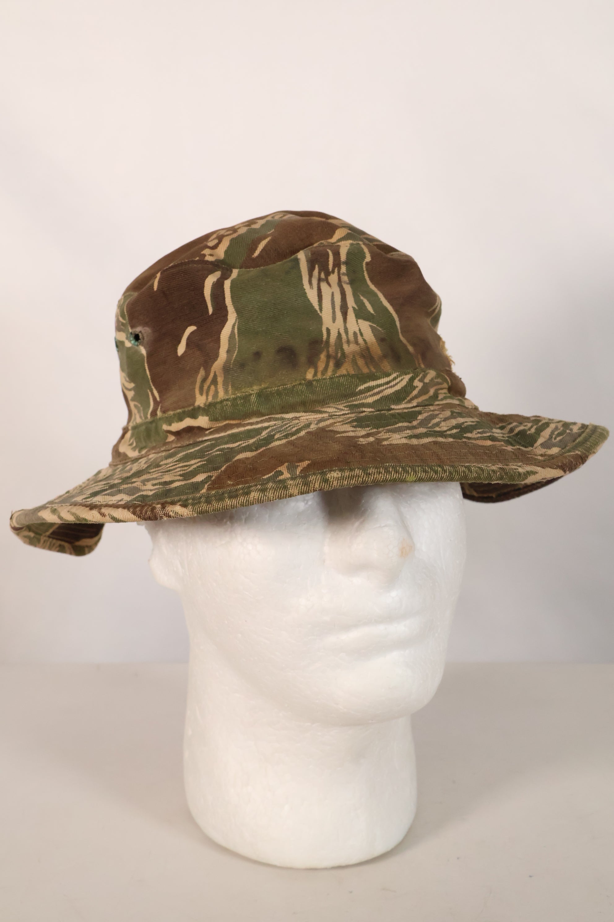 1960s CISO Cut Modified Okinawa Tiger Pattern Tiger Stripe Booney Hat Used
