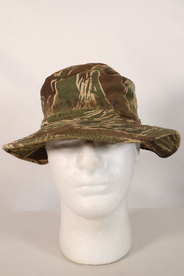1960s CISO Cut Modified Okinawa Tiger Pattern Tiger Stripe Booney Hat Used