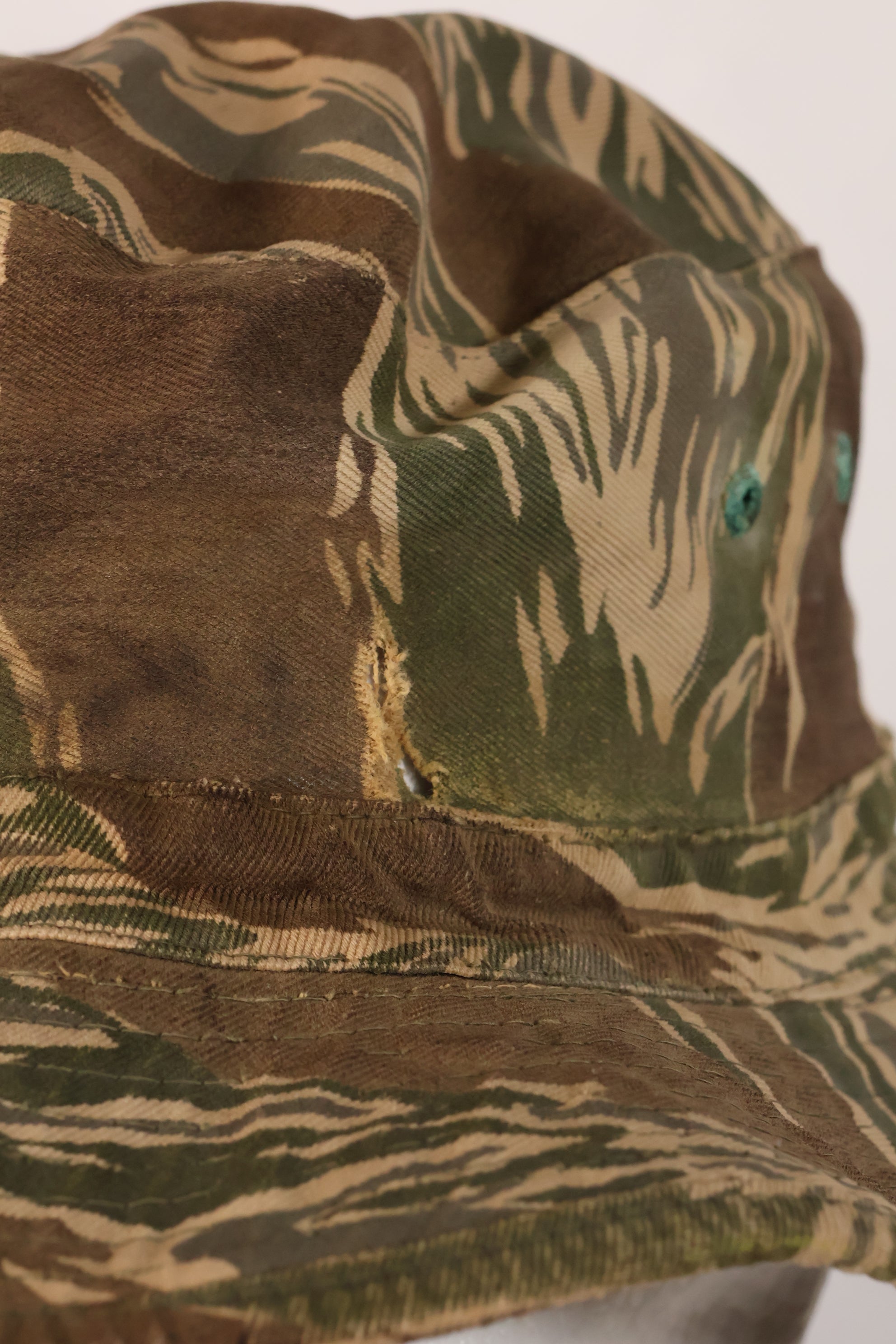 1960s CISO Cut Modified Okinawa Tiger Pattern Tiger Stripe Booney Hat Used