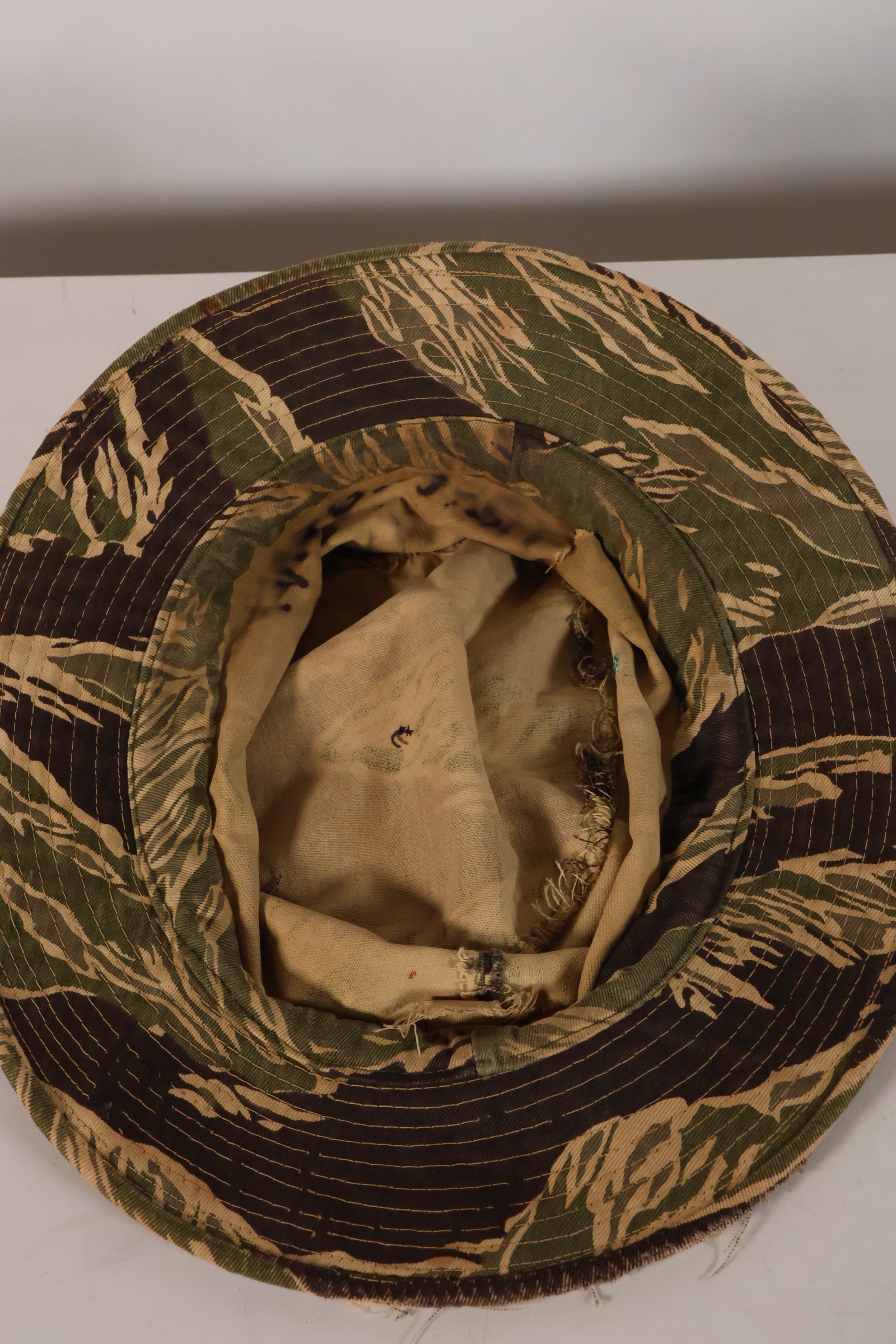 1960s CISO Cut Modified Okinawa Tiger Pattern Tiger Stripe Booney Hat Used