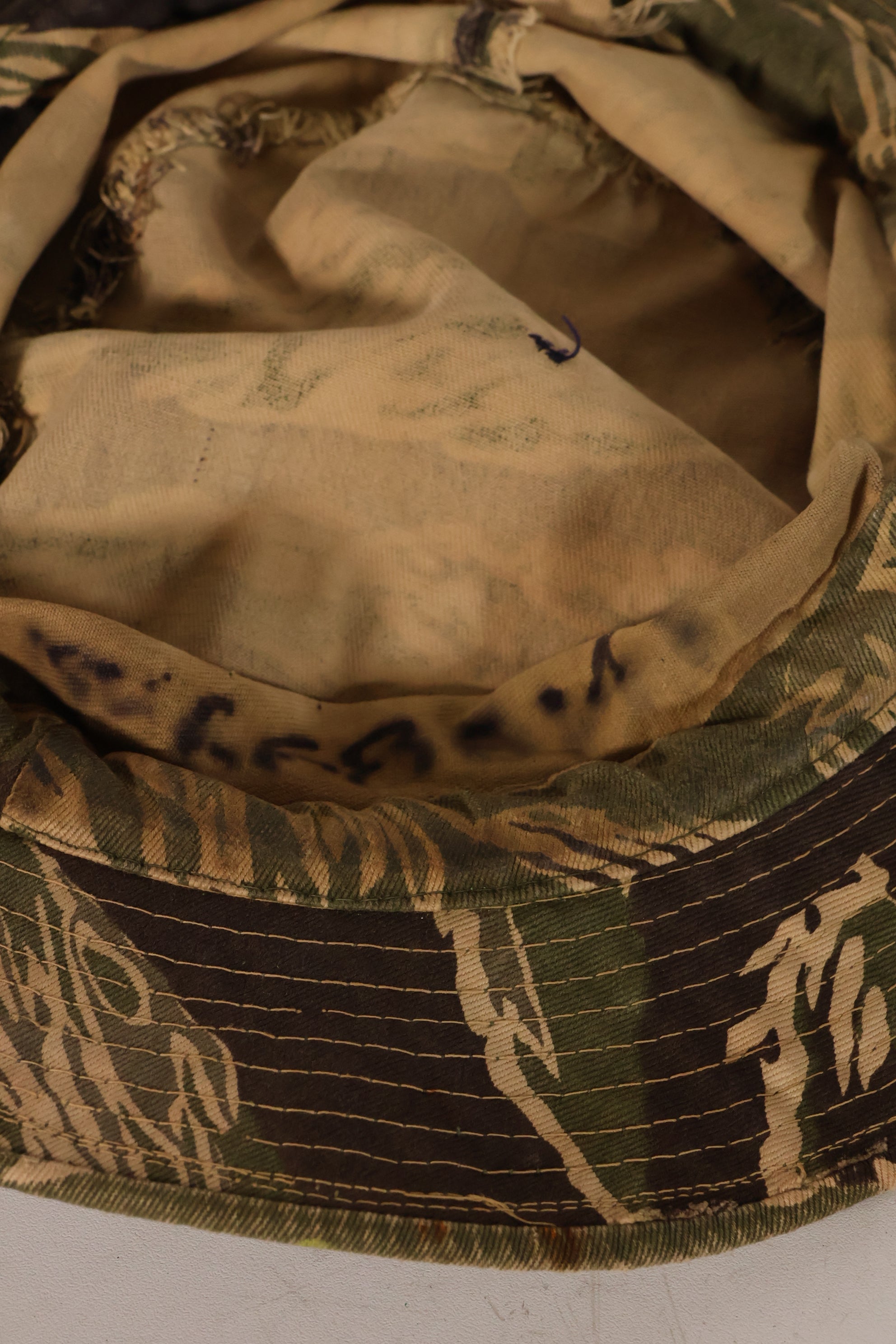 1960s CISO Cut Modified Okinawa Tiger Pattern Tiger Stripe Booney Hat Used