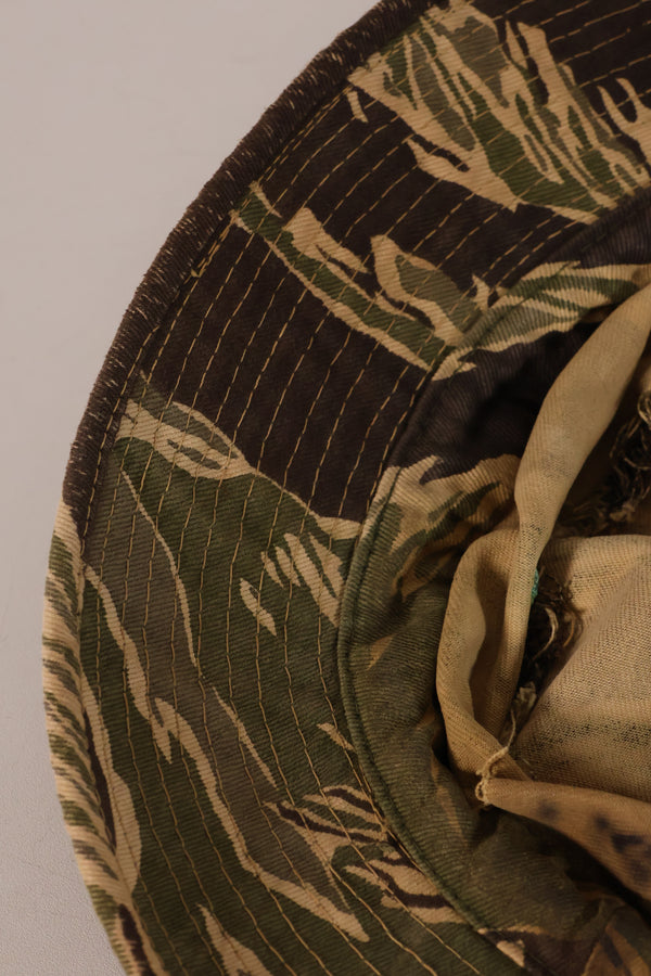 1960s CISO Cut Modified Okinawa Tiger Pattern Tiger Stripe Booney Hat Used