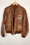 1940s size 40 US Army Air Corps USAAF A-2 flight jacket with squadron patch, used.
