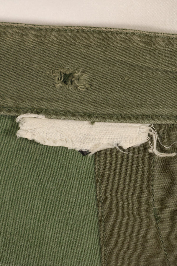 Early 1960s MEDIUM OG-107 Utility Pants, Type I Baker Pants, with camouflage, modified for sniper use