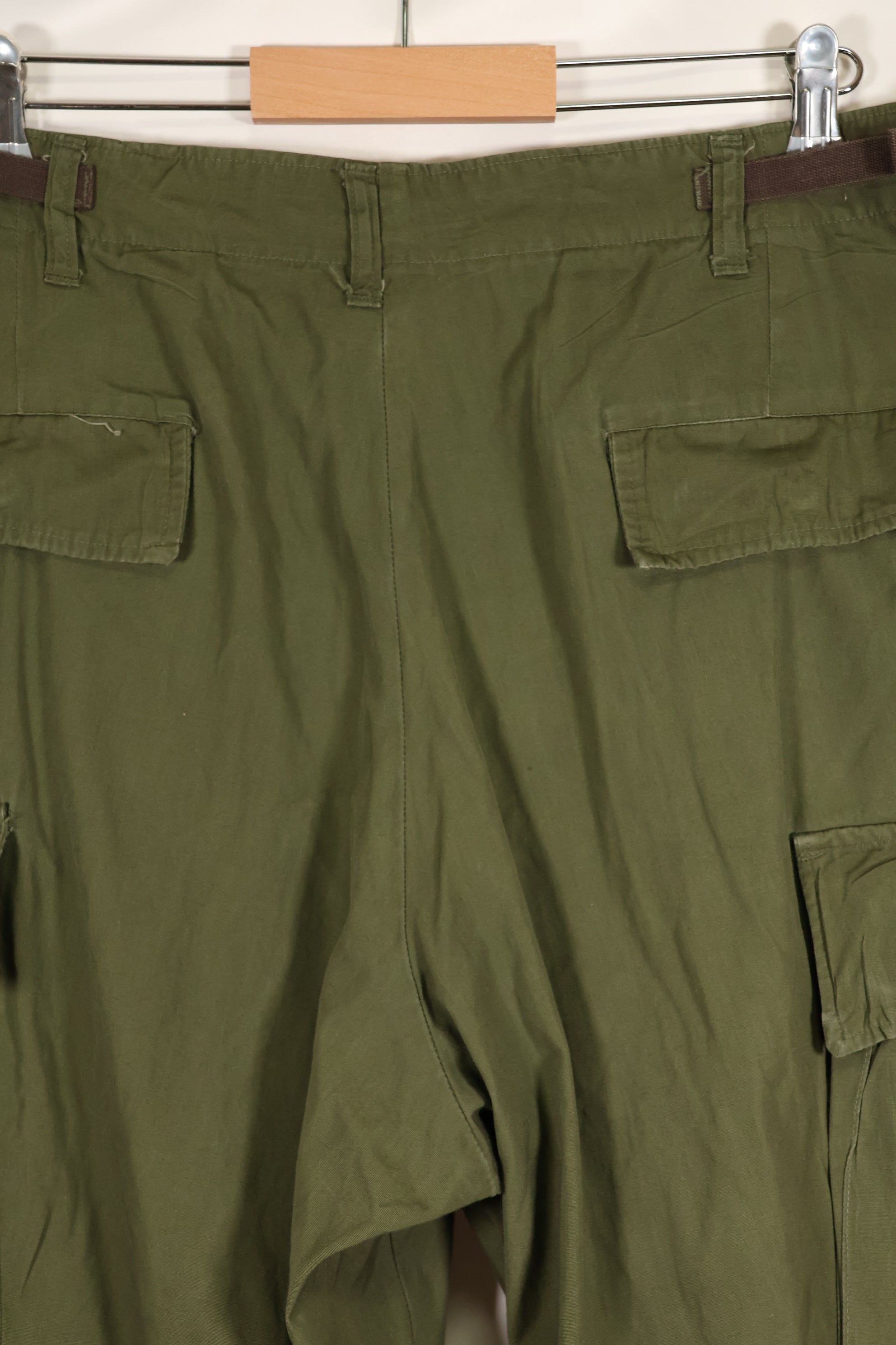 Circa 1967 L-R Non Rip 3rd Model Jungle Fatigue Pants, good condition, used.