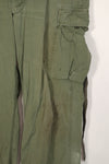 Real 2nd Model Jungle Fatigue Pants with leg ties, large size, stained, used.